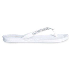 Women's Gigi Rhinestone Flip Flops In White